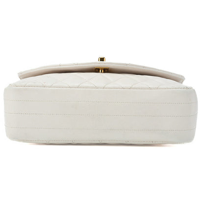 CHANEL Shoulder Bag, Chain Shoulder, Matelasse, Lambskin, White, Gold-Tone Hardware, Pre-Owned - Vintage La Charme