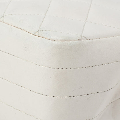CHANEL Shoulder Bag, Chain Shoulder, Matelasse, Lambskin, White, Gold-Tone Hardware, Pre-Owned - Vintage La Charme