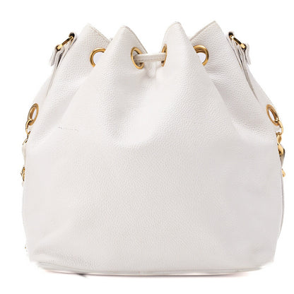 CHANEL Shoulder Bag, Chain Shoulder, Caviar Leather, White, Gold-Tone Hardware, Pre-Owned - Vintage La Charme