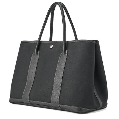 HERMES Garden Party PM Tote Bag Toile Offiche Black Silver-Tone Hardware Pre-Owned - Vintage La Charme