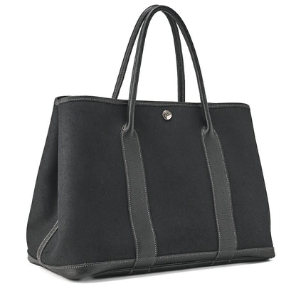 HERMES Garden Party PM Tote Bag Toile Offiche Black Silver-Tone Hardware Pre-Owned - Vintage La Charme