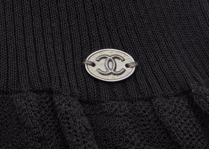CHANEL T-Shirt, Coco Mark Knit Lace, Cotton Nylon Blend, Black, Silver-Tone Hardware, Pre-Owned - Vintage La Charme