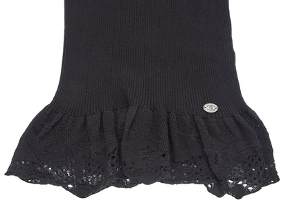 CHANEL T-Shirt, Coco Mark Knit Lace, Cotton Nylon Blend, Black, Silver-Tone Hardware, Pre-Owned - Vintage La Charme