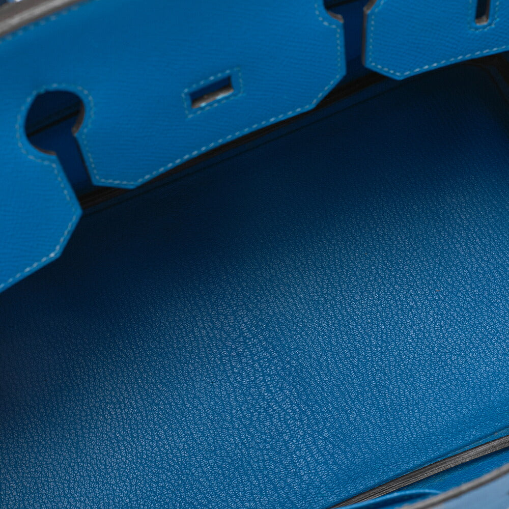 HERMES Birkin 35 Handbag Vo Epson Leather Blue Ismir Gold-Tone Hardware Pre-Owned - Vintage La Charme