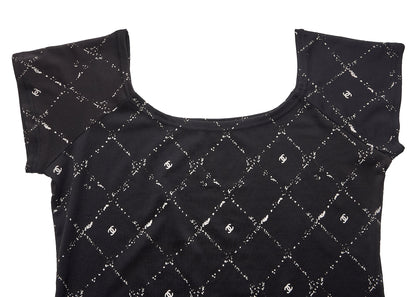 CHANEL T-Shirt, Coco Mark, Matelasse, Polyester Blend, Black, Pre-Owned - Vintage La Charme