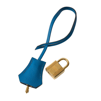 HERMES Birkin 35 Handbag Vo Epson Leather Blue Ismir Gold-Tone Hardware Pre-Owned - Vintage La Charme
