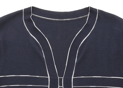 CHANEL One Piece Dress, Bicolor, Cotton, Navy, Gold-Tone Hardware, Pre-Owned - Vintage La Charme