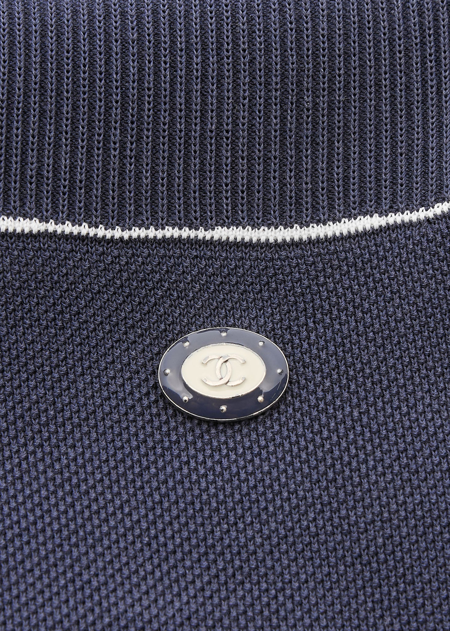 CHANEL One Piece Dress, Bicolor, Cotton, Navy, Gold-Tone Hardware, Pre-Owned - Vintage La Charme
