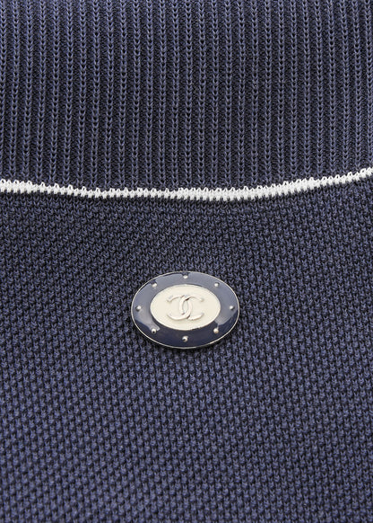 CHANEL One Piece Dress, Bicolor, Cotton, Navy, Gold-Tone Hardware, Pre-Owned - Vintage La Charme