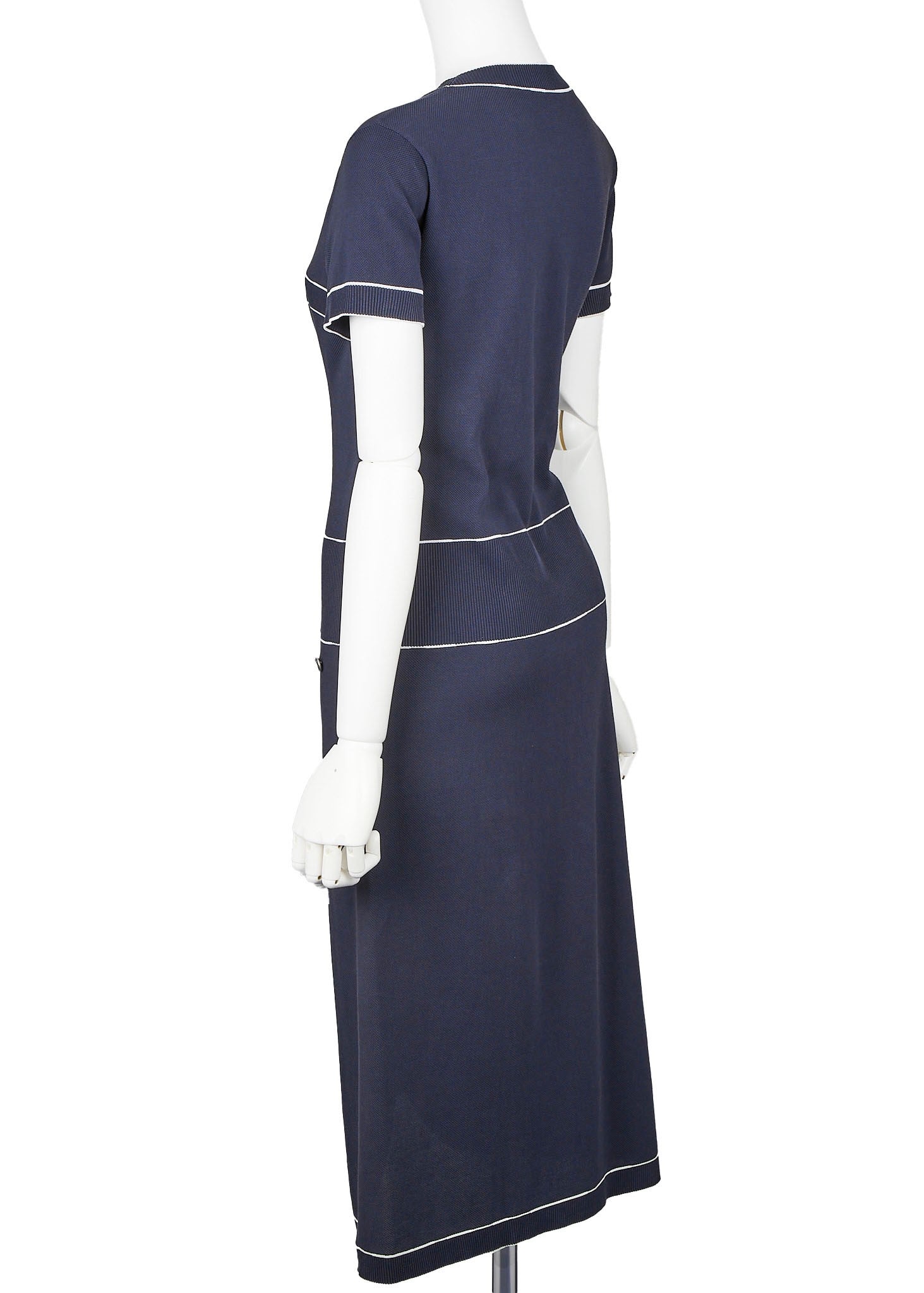 CHANEL One Piece Dress, Bicolor, Cotton, Navy, Gold-Tone Hardware, Pre-Owned - Vintage La Charme