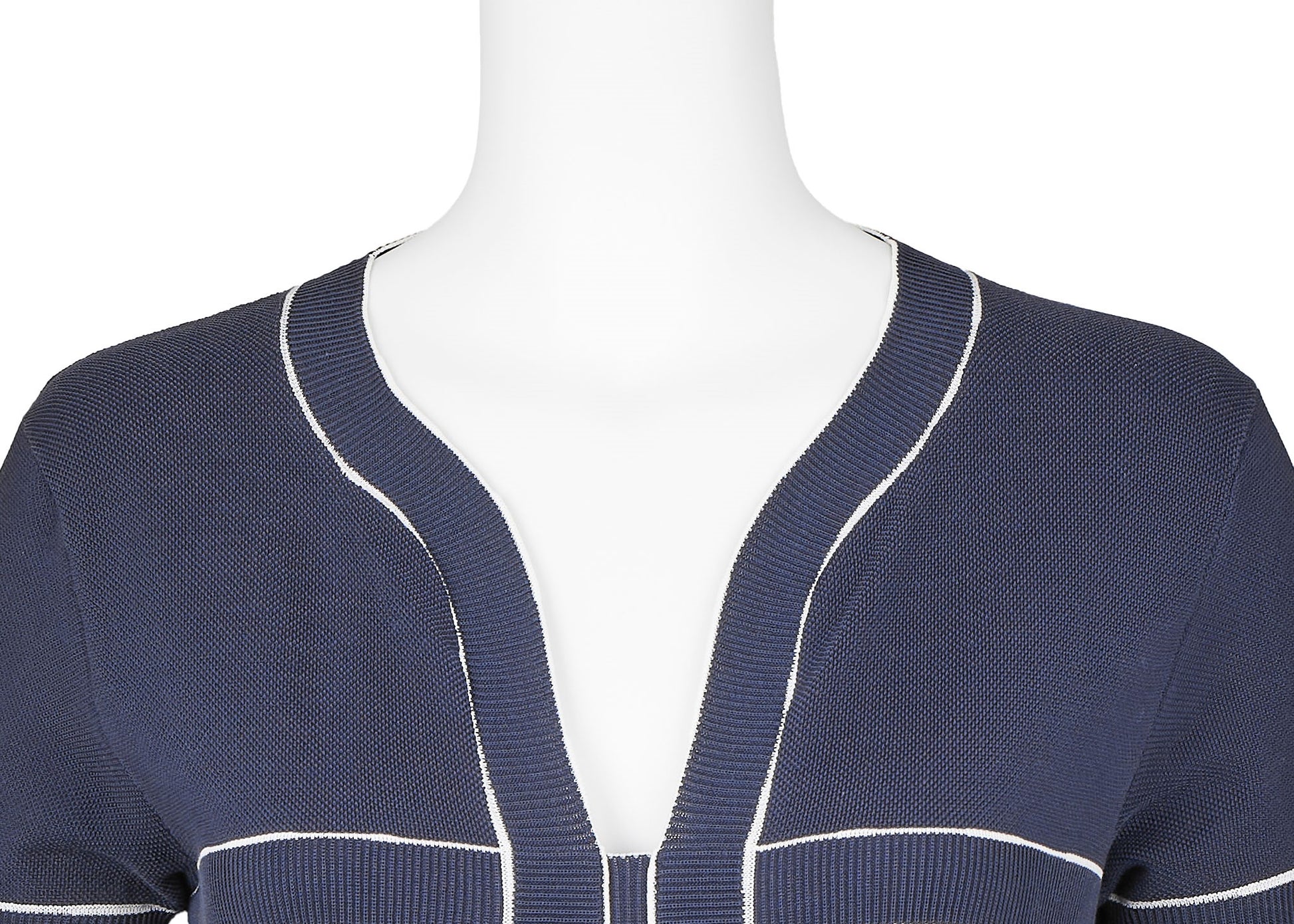 CHANEL One Piece Dress, Bicolor, Cotton, Navy, Gold-Tone Hardware, Pre-Owned - Vintage La Charme