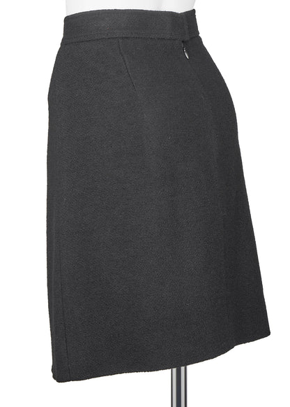 CHANEL Skirt Bottoms Coco Button, Wool Blend, Black, Silver-Tone Hardware, Pre-Owned - Vintage La Charme
