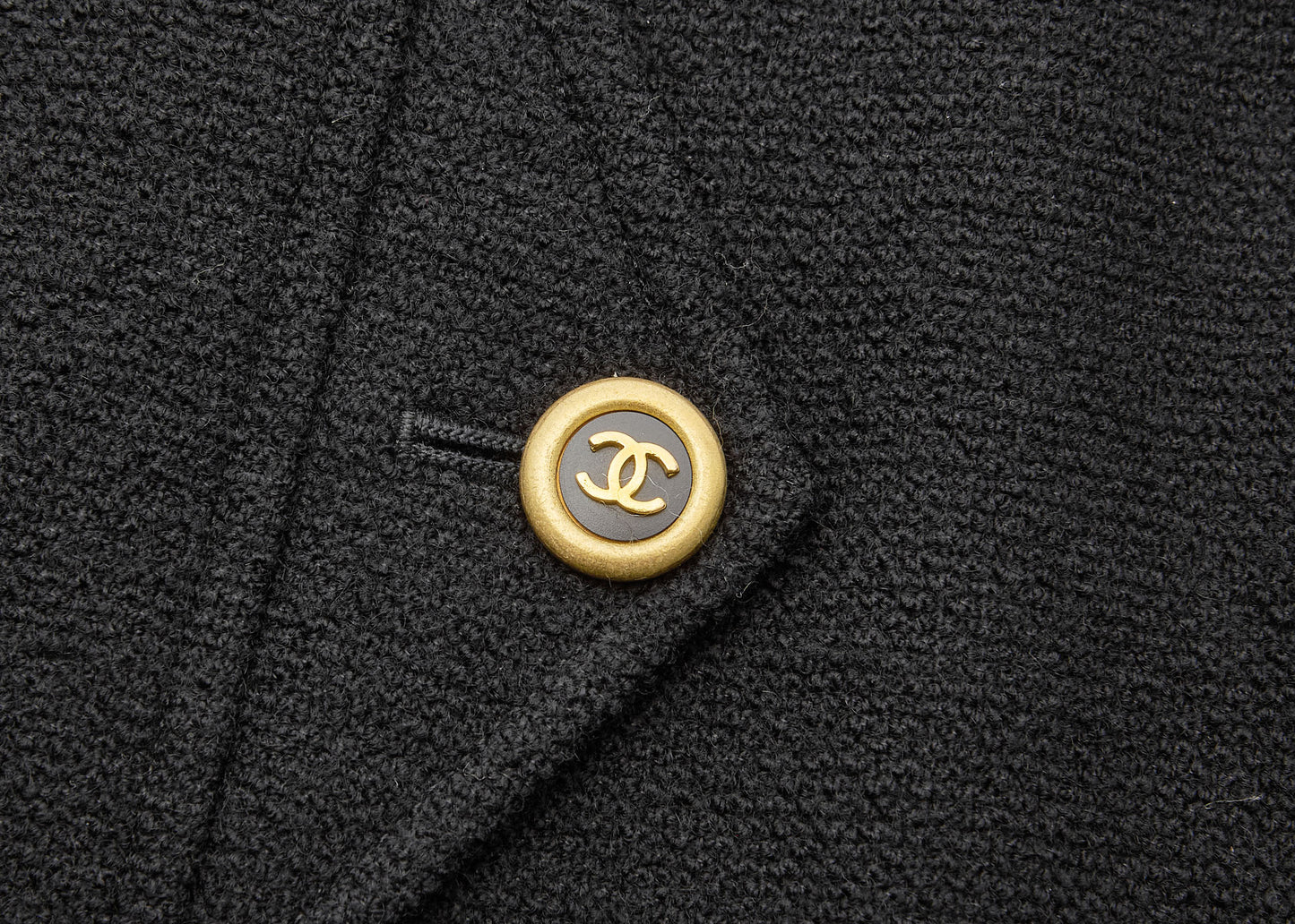 CHANEL Skirt Bottoms Coco Button, Wool Blend, Black, Silver-Tone Hardware, Pre-Owned - Vintage La Charme