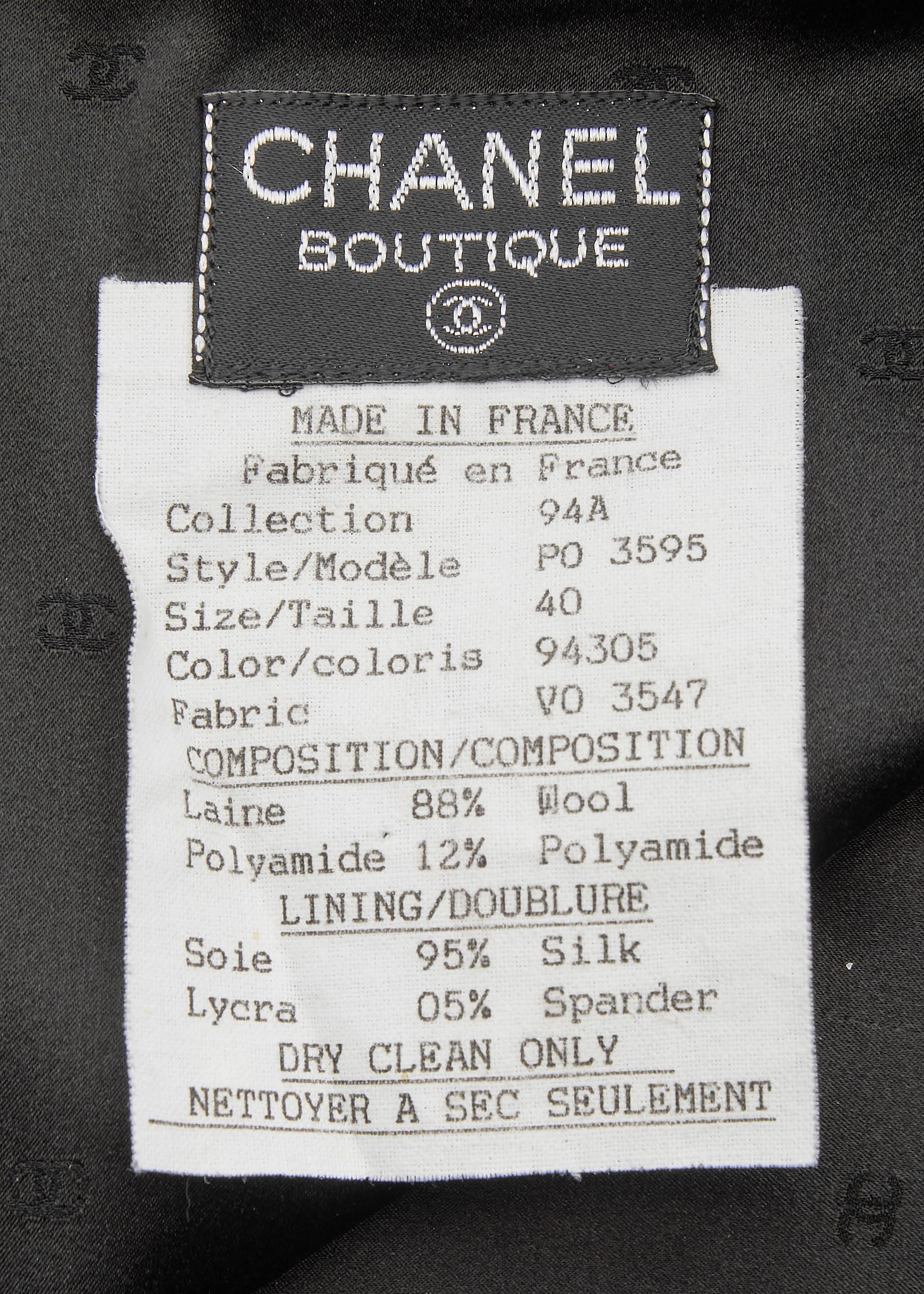 CHANEL Skirt Bottoms Coco Button, Wool Blend, Black, Silver-Tone Hardware, Pre-Owned - Vintage La Charme