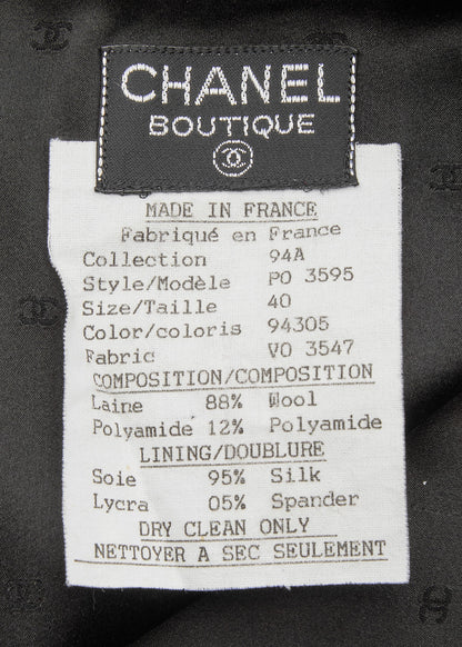 CHANEL Skirt Bottoms Coco Button, Wool Blend, Black, Silver-Tone Hardware, Pre-Owned - Vintage La Charme