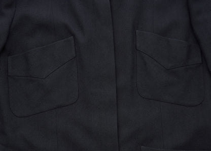 CHANEL Collarless Jacket, Outerwear Coat, Long Sleeve, Linen, Black, Gold-Tone Hardware, Pre-Owned - Vintage La Charme