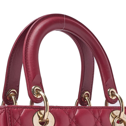 Dior Lady Dior Cannage 2WAY Handbag Lambskin Bordeaux Gold-Tone Hardware Pre-Owned - Vintage La Charme
