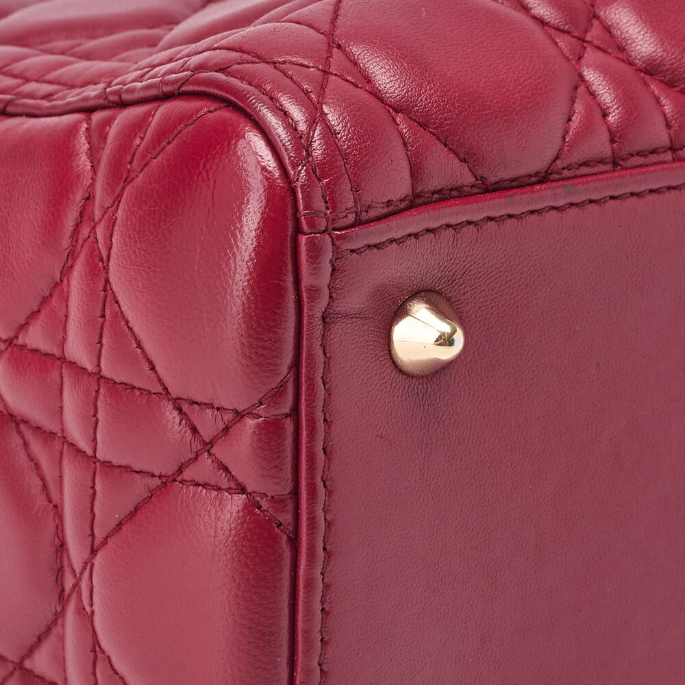 Dior Lady Dior Cannage 2WAY Handbag Lambskin Bordeaux Gold-Tone Hardware Pre-Owned - Vintage La Charme