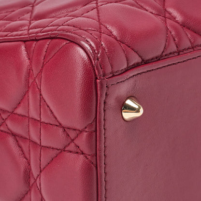 Dior Lady Dior Cannage 2WAY Handbag Lambskin Bordeaux Gold-Tone Hardware Pre-Owned - Vintage La Charme