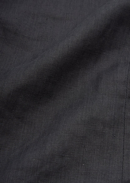 CHANEL Cropped Jacket, Coco Button, Linen, Black, Silver-Tone Hardware, Pre-Owned - Vintage La Charme