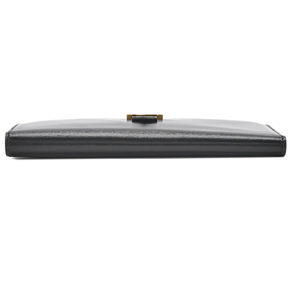 HERMES Bearn Soufflet Two-Fold Long Wallet Box Calf Black Gold-Tone Hardware Pre-Owned - Vintage La Charme