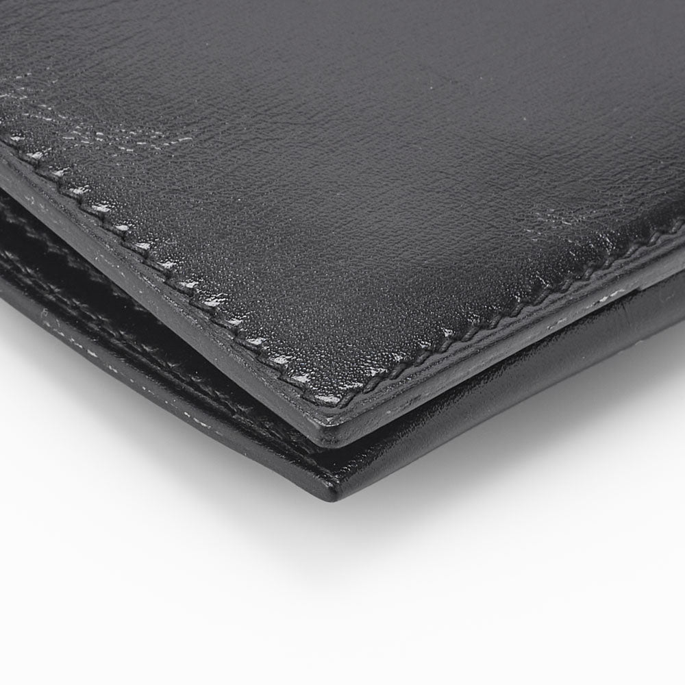 HERMES Bearn Soufflet Two-Fold Long Wallet Box Calf Black Gold-Tone Hardware Pre-Owned - Vintage La Charme