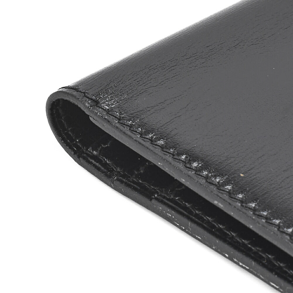 HERMES Bearn Soufflet Two-Fold Long Wallet Box Calf Black Gold-Tone Hardware Pre-Owned - Vintage La Charme