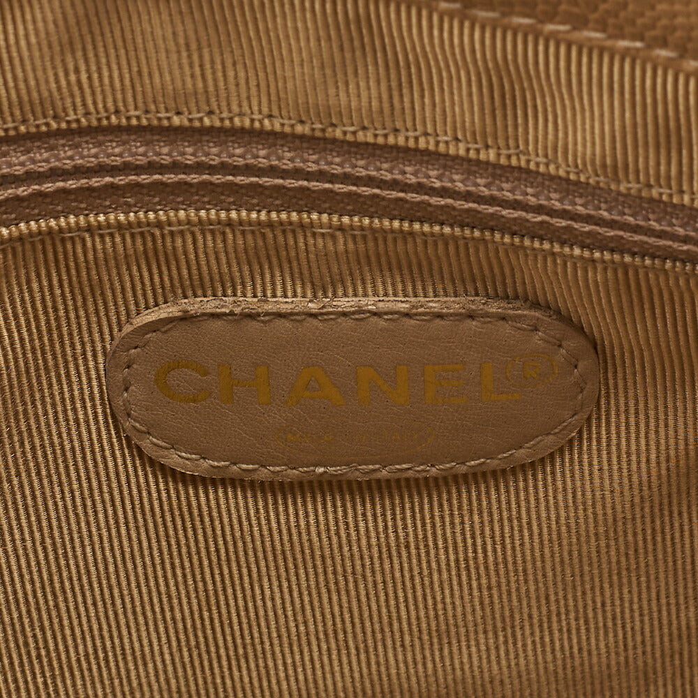 CHANEL Chain Shoulder Tote Bag Outside Flap Caviar Skin Beige Gold-Tone Hardware Pre-Owned - Vintage La Charme