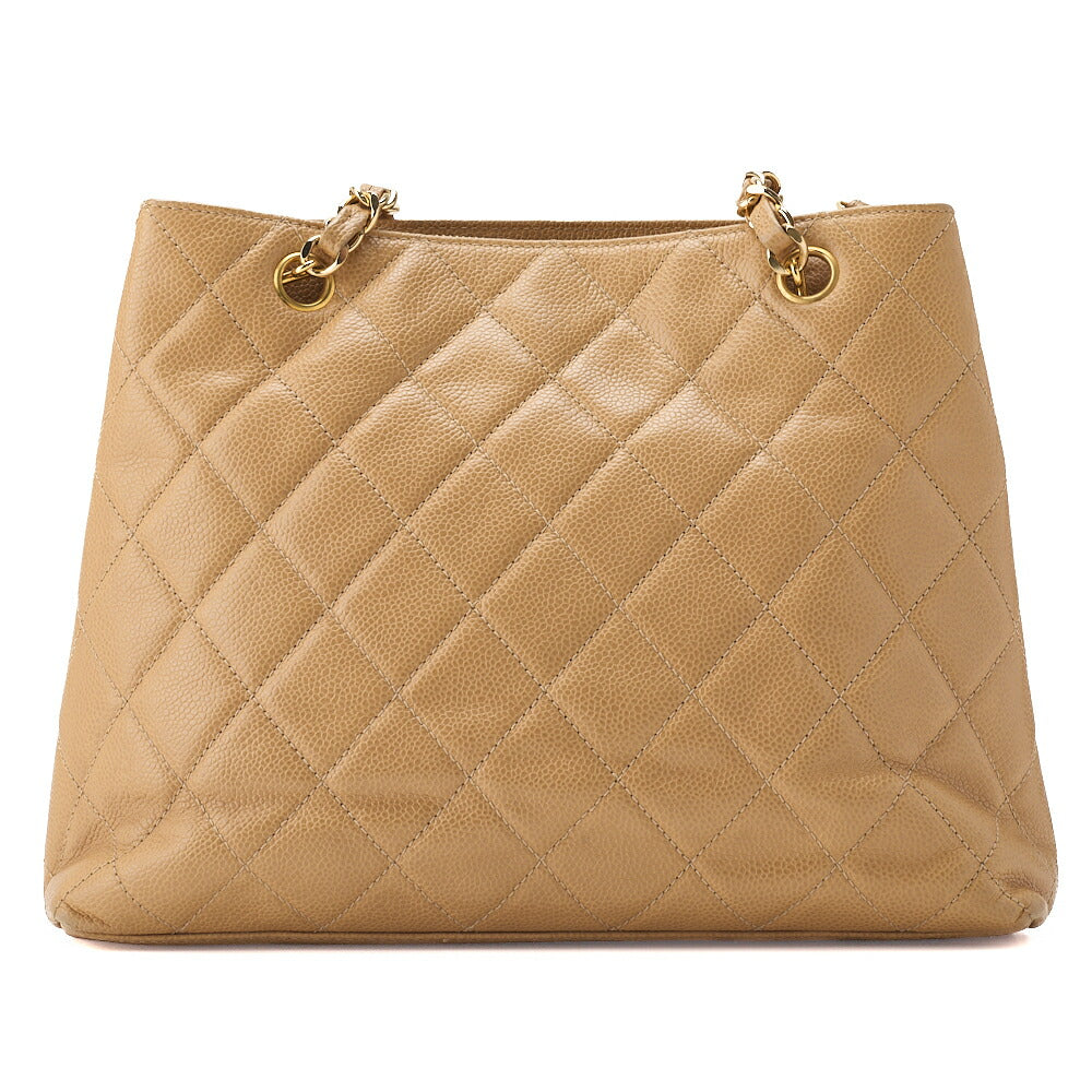 CHANEL Chain Shoulder Tote Bag Outside Flap Caviar Skin Beige Gold-Tone Hardware Pre-Owned - Vintage La Charme