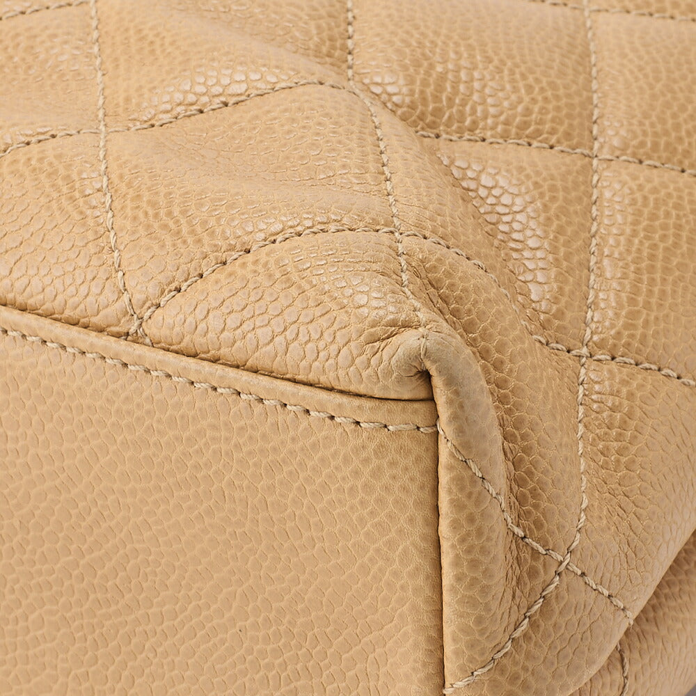 CHANEL Chain Shoulder Tote Bag Outside Flap Caviar Skin Beige Gold-Tone Hardware Pre-Owned - Vintage La Charme