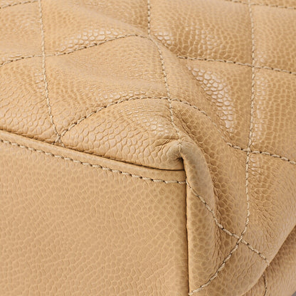 CHANEL Chain Shoulder Tote Bag Outside Flap Caviar Skin Beige Gold-Tone Hardware Pre-Owned - Vintage La Charme