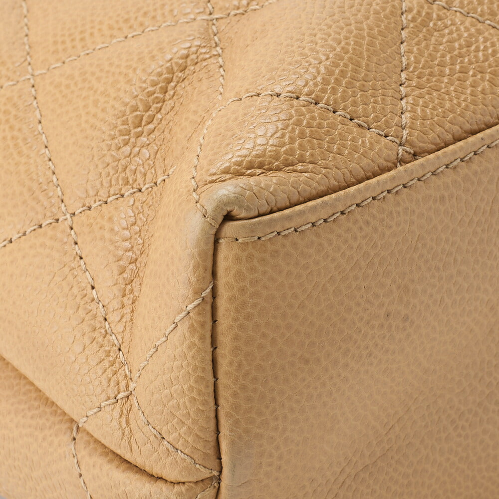 CHANEL Chain Shoulder Tote Bag Outside Flap Caviar Skin Beige Gold-Tone Hardware Pre-Owned - Vintage La Charme