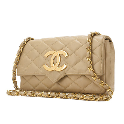CHANEL Shoulder Bag, Matelasse, Coco Push Lock, Lambskin, Beige, Gold-Tone Hardware, Pre-Owned - Vintage La Charme