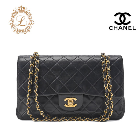 CHANEL Shoulder Bag, Matelasse Turn Lock, Lambskin, Black, Gold-Tone Hardware, Pre-Owned - Vintage La Charme