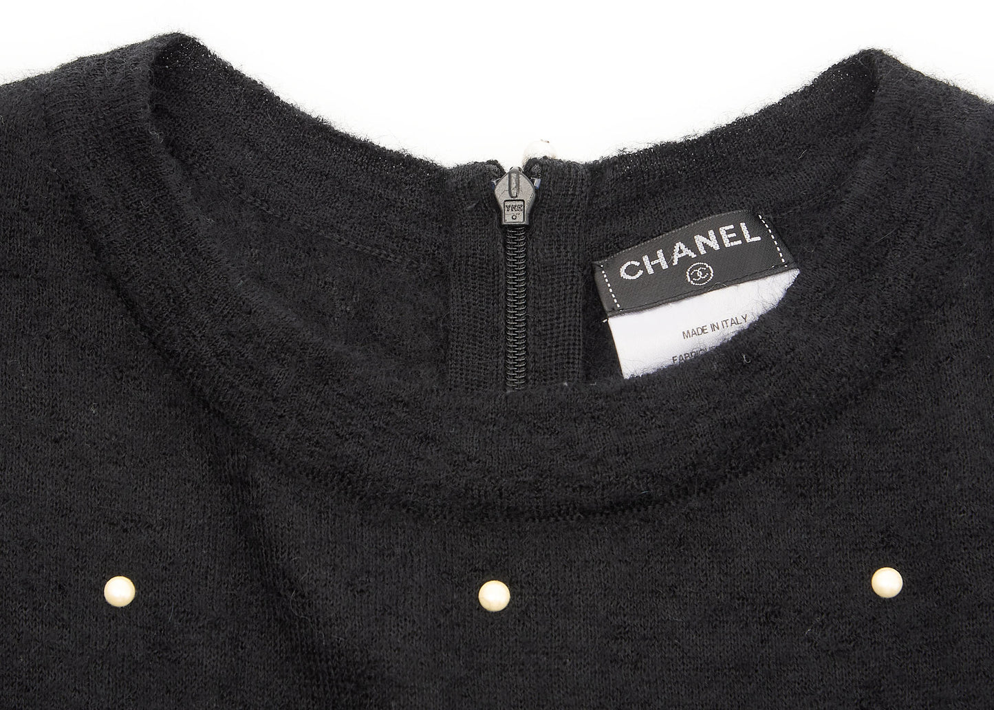 CHANEL Dress, Pleated Long Sleeve, Mohair Cashmere Blend, Black, Pre-Owned - Vintage La Charme