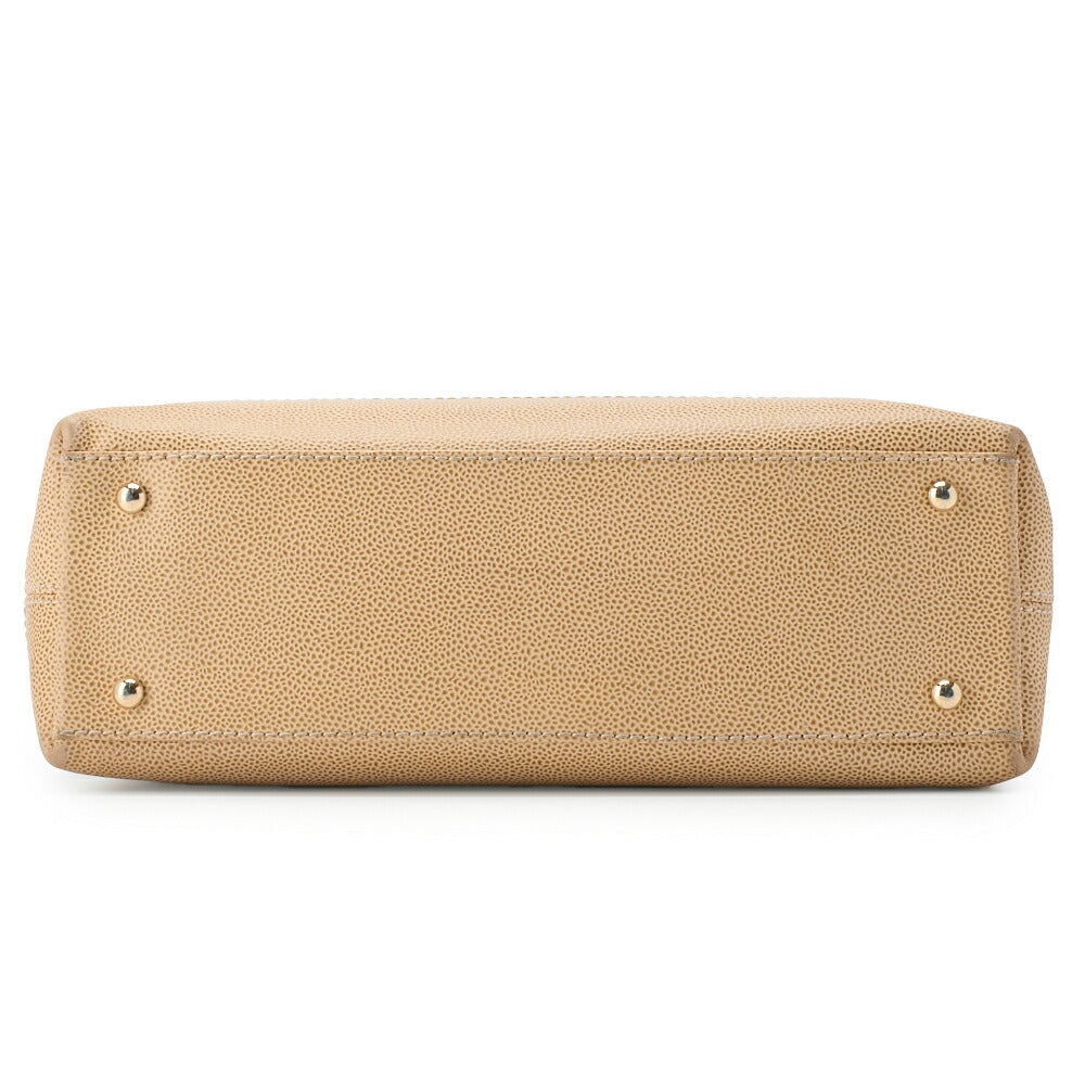 CHANEL Handbag, Coco Mark, Wood Pattern Charm, Caviar Skin, Beige, Gold-Tone Hardware, Pre-Owned - Vintage La Charme