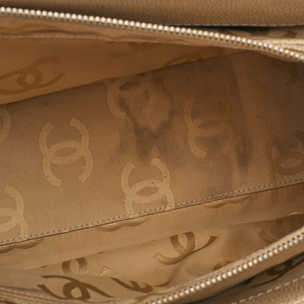 CHANEL Handbag, Coco Mark, Wood Pattern Charm, Caviar Skin, Beige, Gold-Tone Hardware, Pre-Owned - Vintage La Charme