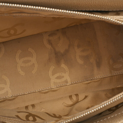 CHANEL Handbag, Coco Mark, Wood Pattern Charm, Caviar Skin, Beige, Gold-Tone Hardware, Pre-Owned - Vintage La Charme