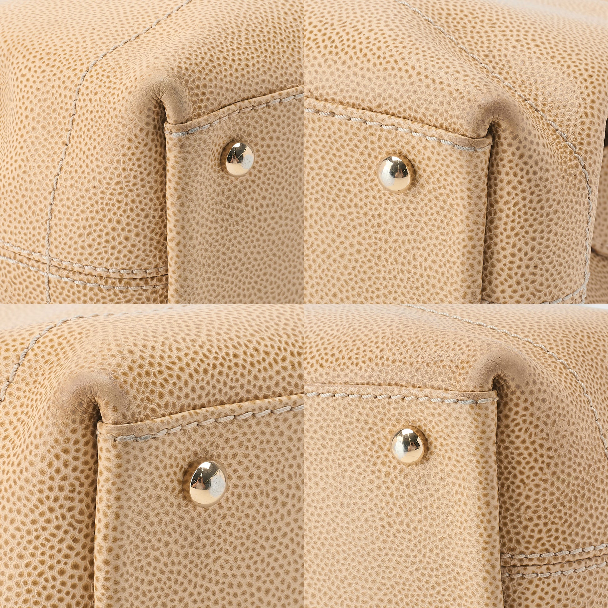 CHANEL Handbag, Coco Mark, Wood Pattern Charm, Caviar Skin, Beige, Gold-Tone Hardware, Pre-Owned - Vintage La Charme