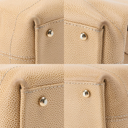 CHANEL Handbag, Coco Mark, Wood Pattern Charm, Caviar Skin, Beige, Gold-Tone Hardware, Pre-Owned - Vintage La Charme