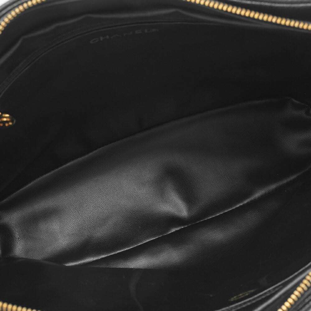 CHANEL Shoulder Bag, V-Stitch, Double Chain, Caviar Skin, Black, Gold-Tone Hardware, Pre-Owned - Vintage La Charme
