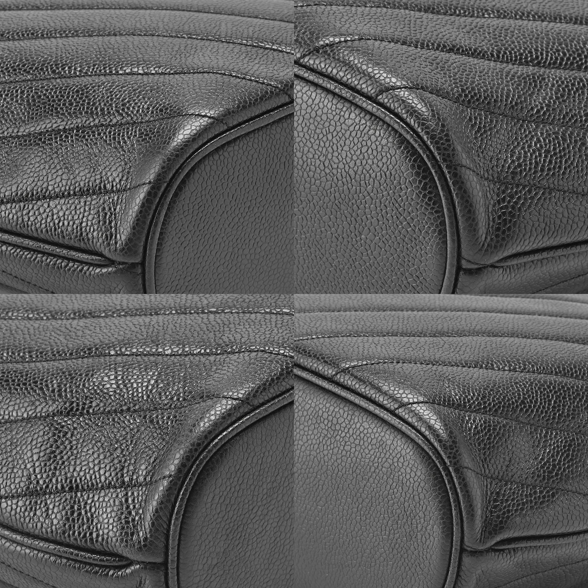CHANEL Shoulder Bag, V-Stitch, Double Chain, Caviar Skin, Black, Gold-Tone Hardware, Pre-Owned - Vintage La Charme