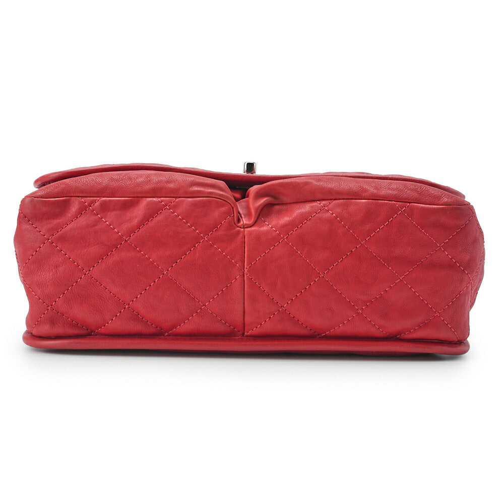 CHANEL Shoulder Bag, Matelasse Turn Lock, Chain Shoulder, Calfskin, Red, Silver-Tone Hardware, Pre-Owned - Vintage La Charme