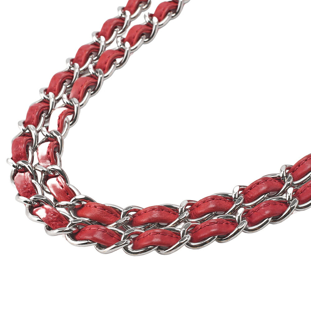 CHANEL Shoulder Bag, Matelasse Turn Lock, Chain Shoulder, Calfskin, Red, Silver-Tone Hardware, Pre-Owned - Vintage La Charme