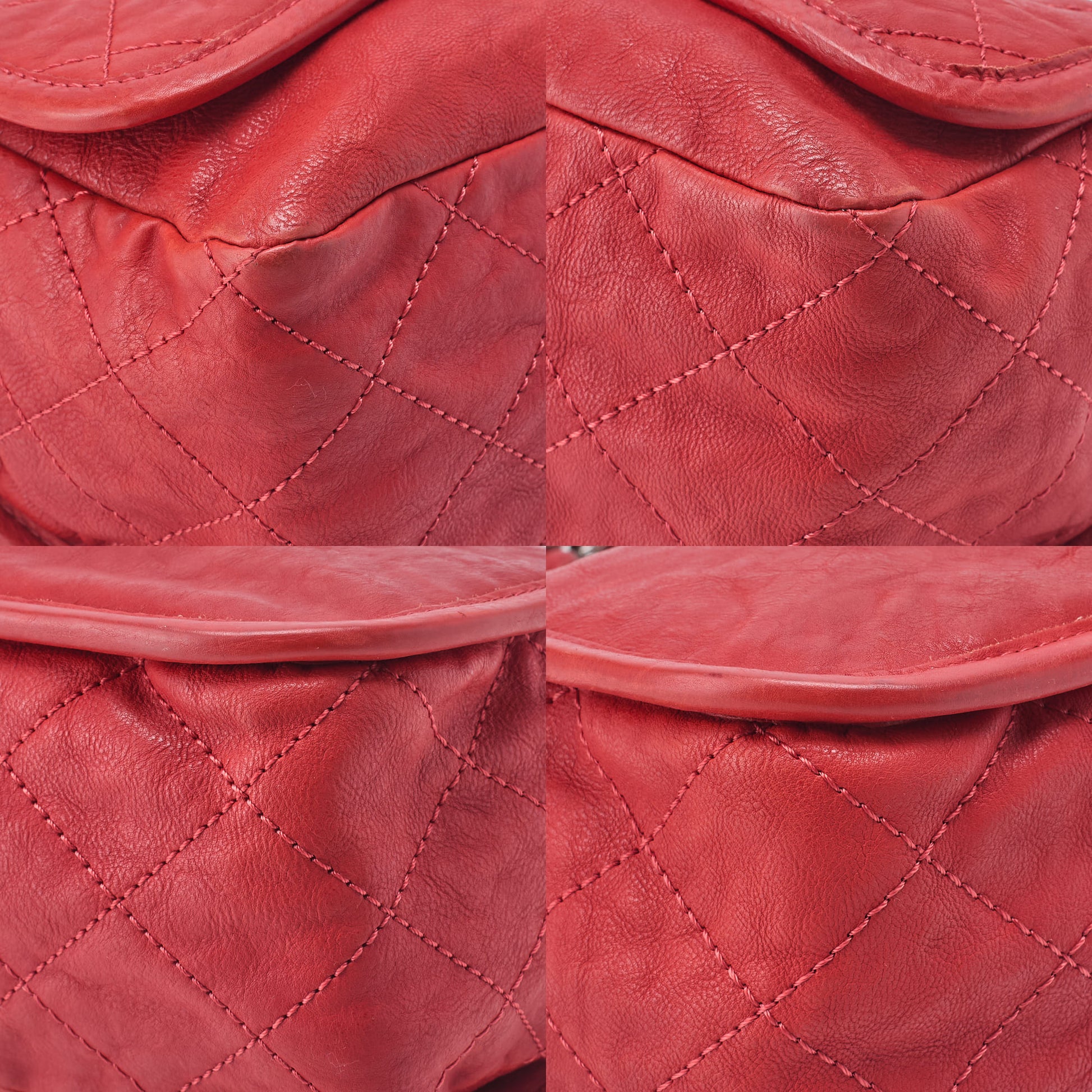 CHANEL Shoulder Bag, Matelasse Turn Lock, Chain Shoulder, Calfskin, Red, Silver-Tone Hardware, Pre-Owned - Vintage La Charme