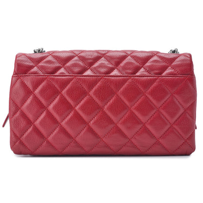 CHANEL Shoulder Bag Matelasse Full Flap Chain Shoulder Caviar Skin Red Silver-Tone Hardware Pre-Owned - Vintage La Charme