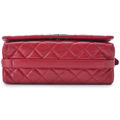 CHANEL Shoulder Bag Matelasse Full Flap Chain Shoulder Caviar Skin Red Silver-Tone Hardware Pre-Owned - Vintage La Charme