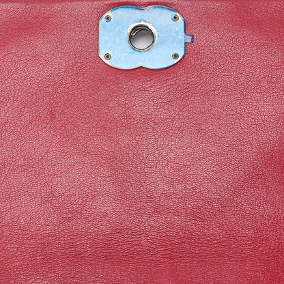 CHANEL Shoulder Bag Matelasse Full Flap Chain Shoulder Caviar Skin Red Silver-Tone Hardware Pre-Owned - Vintage La Charme