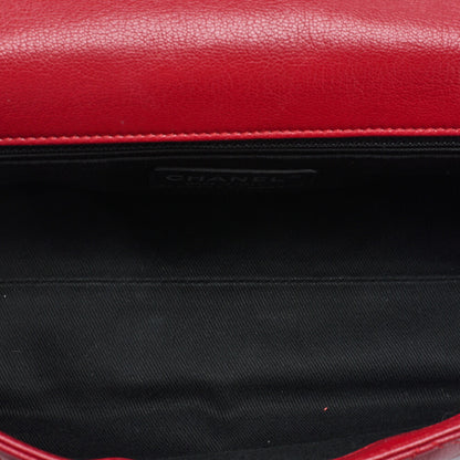 CHANEL Shoulder Bag Matelasse Full Flap Chain Shoulder Caviar Skin Red Silver-Tone Hardware Pre-Owned - Vintage La Charme