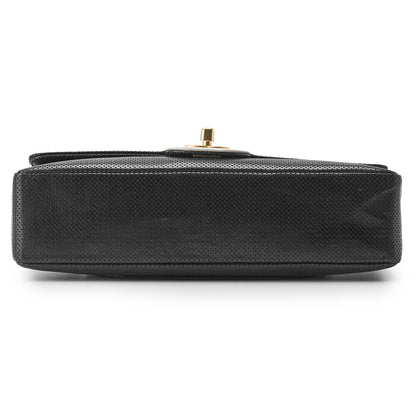 CHANEL Shoulder Bag, Punching, Leather, Black, Gold-Tone Hardware, Pre-Owned - Vintage La Charme